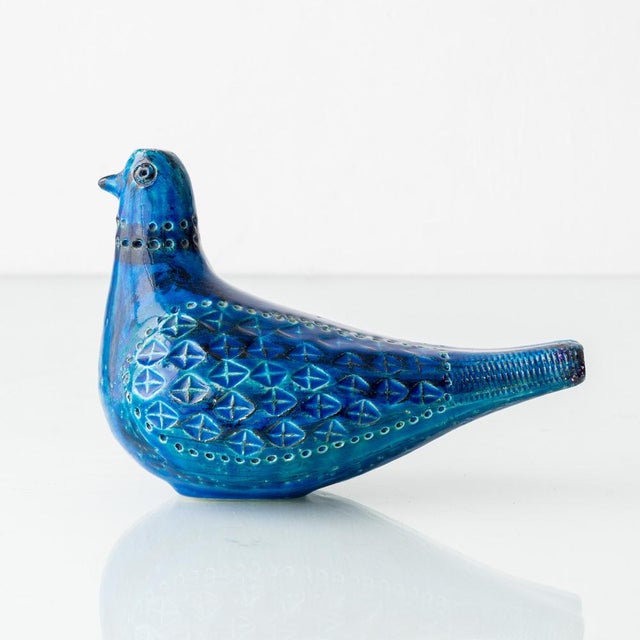 1970s Vintage Rimini Blu Ceramic Dove Sculpture by Aldo Londi for Bitossi, 1950s For Sale - Image 5 of 15