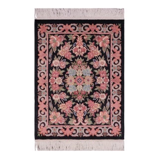 Shabby Chic Pak-Persian Black/Black Wool Rug - 1'7'' X 2'2'' For Sale