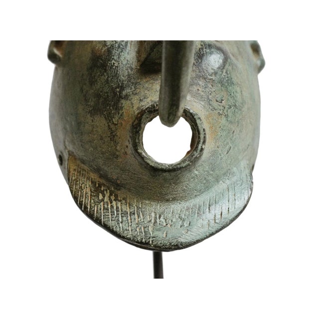 Bronze Antique Kulango Bronze Horn Bill Mask For Sale - Image 8 of 11
