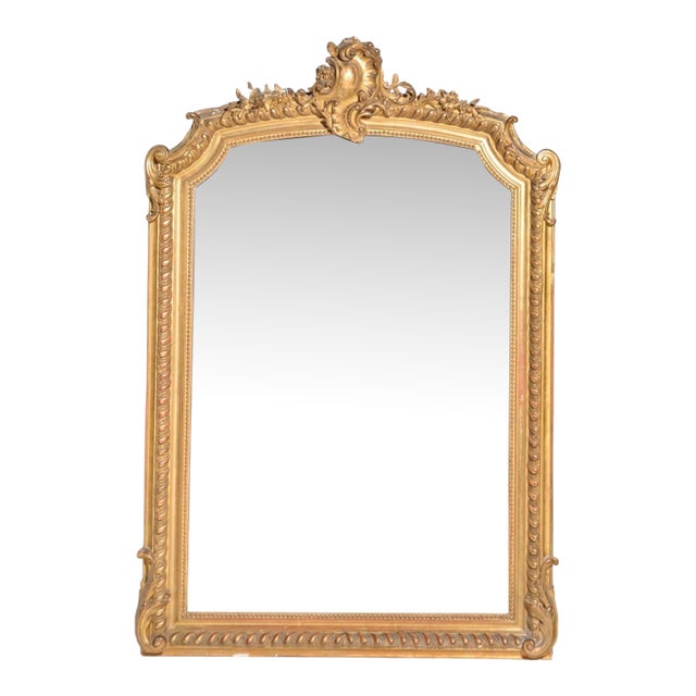 19th Century Louis XV Style Gold Gilt Framed Mirror For Sale