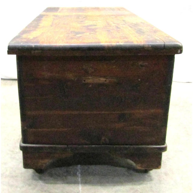 19th Century Early American Style Cedar Constructed Trunk Blanket Chest Castors For Sale - Image 10 of 16