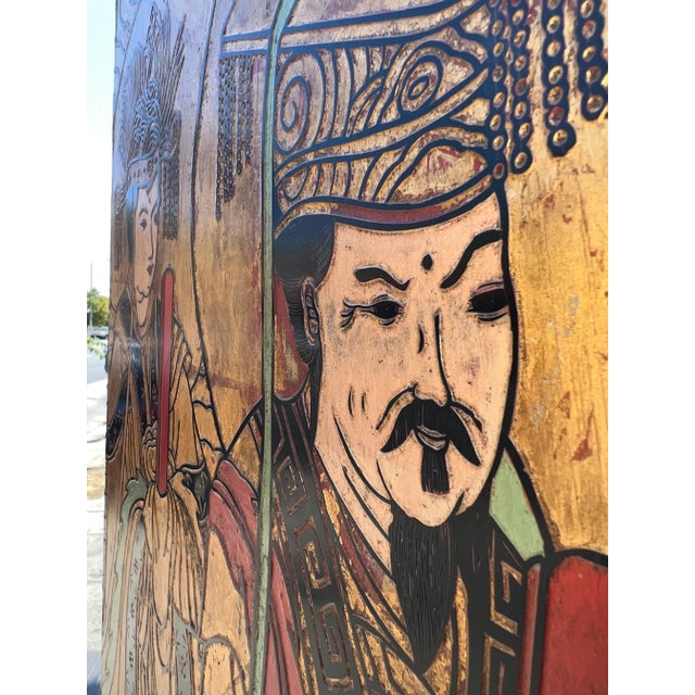 1950s Mid-Century Ming Dynasty Room Divider With Gold Guilt Detailing For Sale - Image 5 of 13