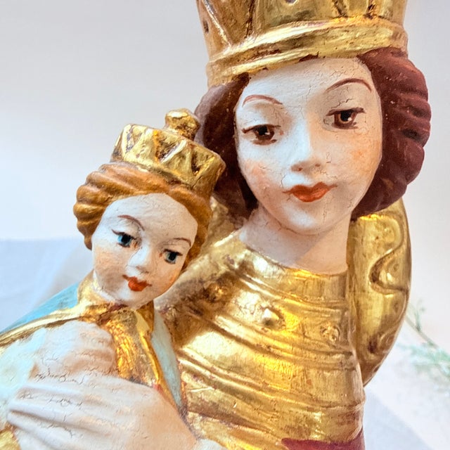 Handmade Carved Wooden Religious Figure of Madonna and Child, 1980s For Sale - Image 4 of 16
