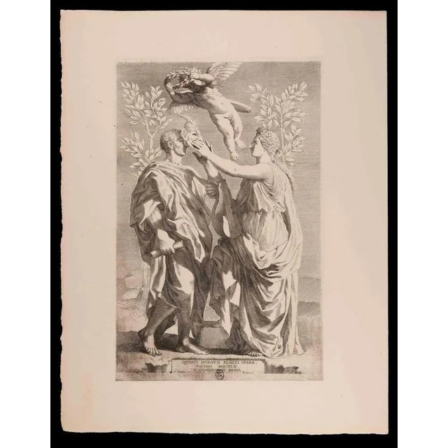 The Work of Horace is an Original Etching realized after Claude Mellan (1598-1688). The artwork is in good condition...