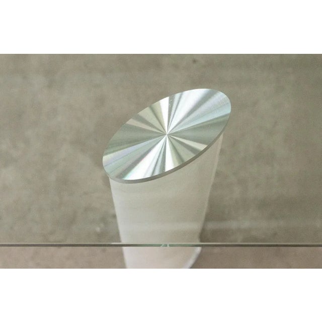 Tempered Glass Table with Leather Covered Legs For Sale - Image 3 of 12