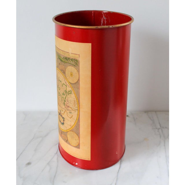 Mid 20th Century Vintage Keller Charles of Philadelphia Waste Basket “The World in Hemisphere” For Sale - Image 5 of 11