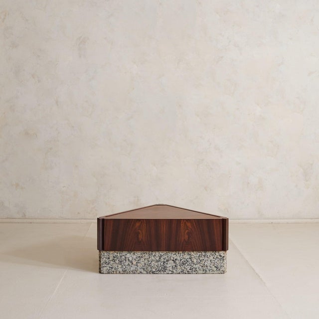 Mid-Century Modern French Rosewood + Granite Triangular Coffee Table, 1940s For Sale - Image 3 of 11