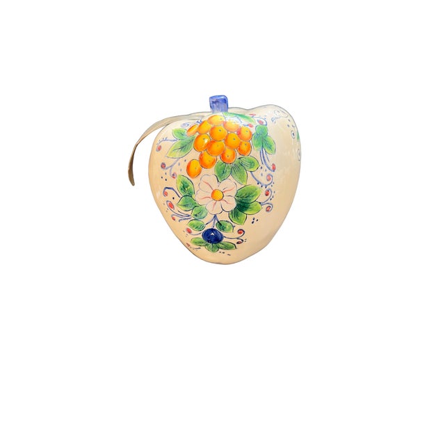 Farmhouse Large Ceramic Hand Painted Apple With Metal Leaf For Sale - Image 3 of 7