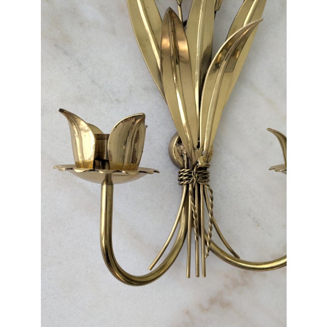 Vintage Polished Brass Wheat Candle Sconce For Sale In Chicago - Image 6 of 7