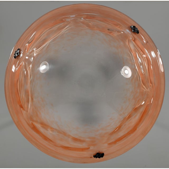 French Art Deco Pendant Light by Le Verre Francais Schneider - 1930 Chandelier France For Sale - Image 6 of 11