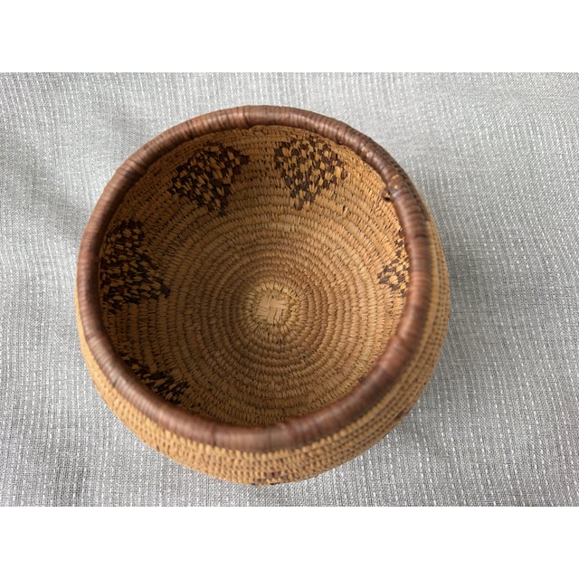 Woven Vintage Geometric Coil Basket For Sale - Image 10 of 15
