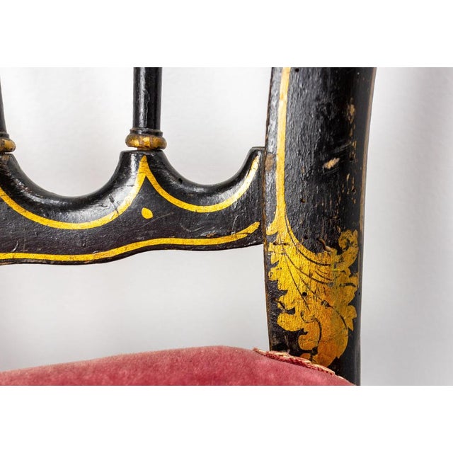 Set of Late 19th Century Napoleon III French Fabric and Painted Wood Chairs For Sale - Image 10 of 14