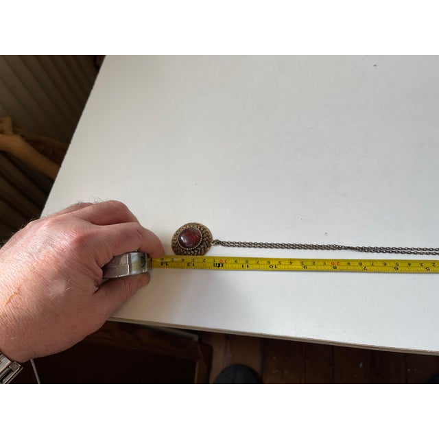 Gold Bronze Shield Pendant Necklace with Blood Jasper from Pentti Sarpaneva, 1960s For Sale - Image 8 of 9