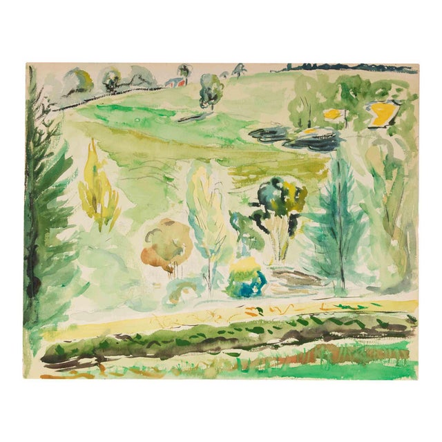 Annette Cretu, French Countryside, 1960s, Watercolor For Sale