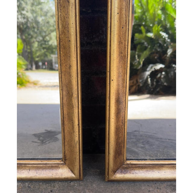 Stunning Vintage Drexel Gilt Wood Wall Mirrors – Elegant Home Decor for Timeless Style - Newly Painted and Hand Gilt - A Pair For Sale - Image 9 of 11