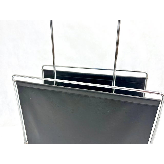 Mid-Century Modern Vintage Vinyl and Steel Magazine Rack from Voss, 1970s For Sale - Image 3 of 8