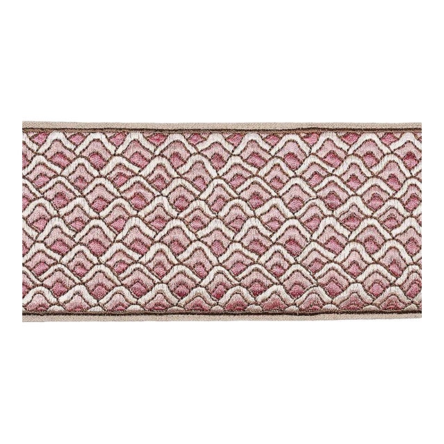 Sample - Schumacher Sunrise Embroidery Tape in Pink For Sale