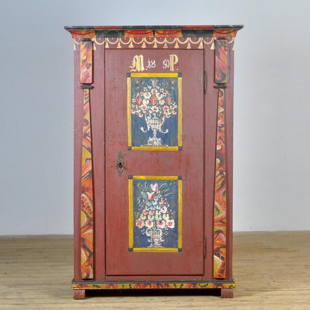 This characterful pine cabinet from rural southern Germany, dated 1850, is a special piece with a romantic history: it was...