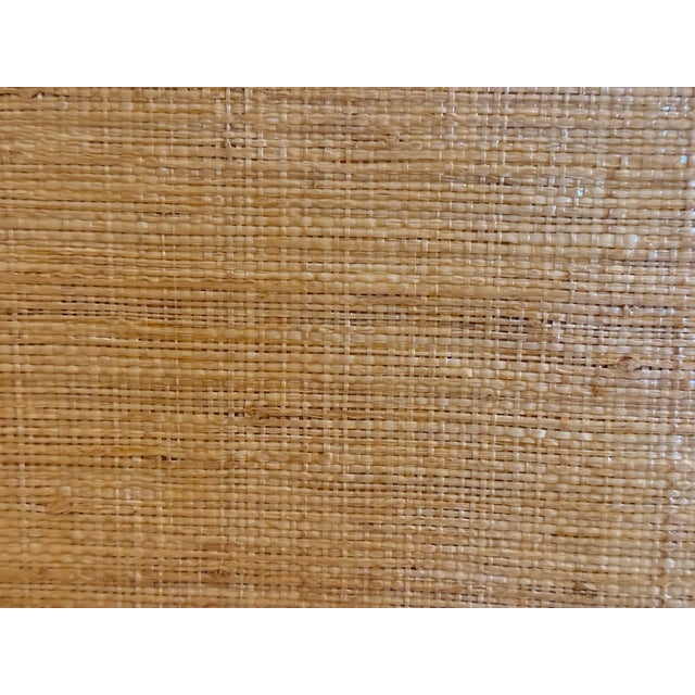 Tan Mid Century Grasscloth Three Panel Room Divider Screen For Sale - Image 8 of 8