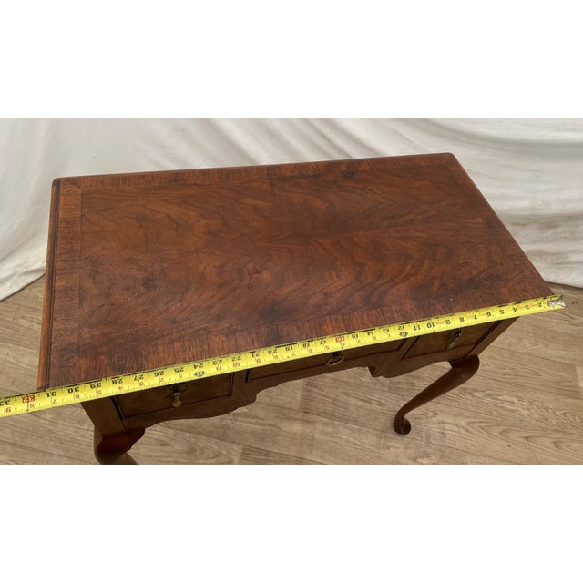 1960s Petite Desk Vanity, Chippendale Style, Three Dovetail Drawers, Solid Walnut For Sale - Image 11 of 12