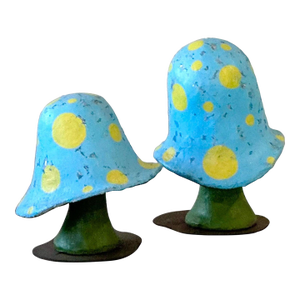Vintage Boho Monumental Fiberglass Mushrooms - Set of 2