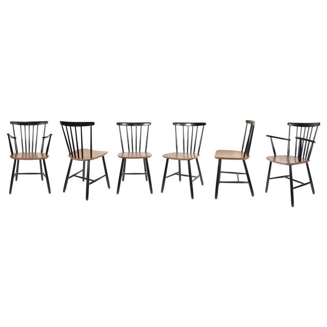 Wood Fanett Dining Chairs by Ilmari Tapiovaara, 1949, Set of 6 For Sale - Image 7 of 7