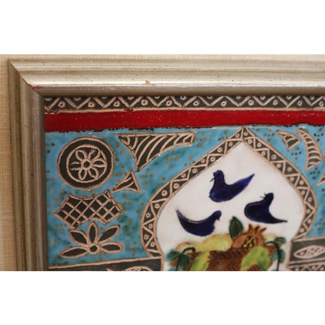 1970s Irene Awret (B. 1921) Framed Ceramic Figural Tile Painting, Jimmy Carter "Peace" Series For Sale - Image 6 of 17