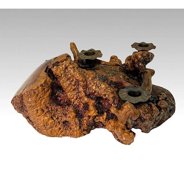 Rustic Large Burl Wood Candelabra Table Centerpiece / Candle Holder For Sale - Image 3 of 9