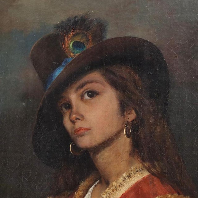 Domenico Pesenti, Portrait, Oil on Canvas, 19th Century For Sale - Image 4 of 12