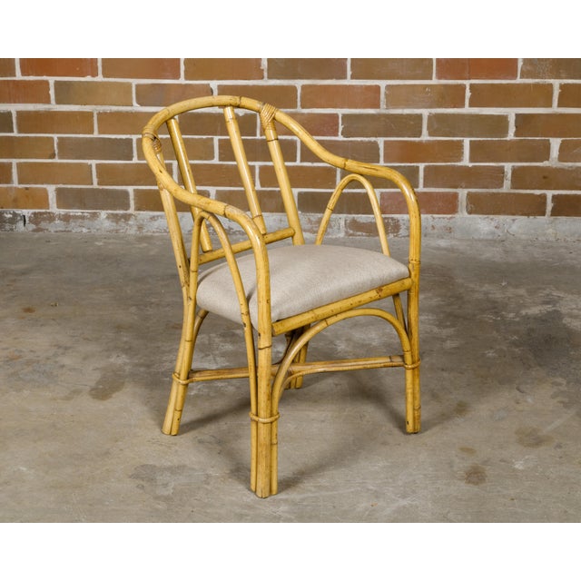 Early 20th Century Country Style Bamboo 1920s English Chair with Custom Upholstery For Sale - Image 5 of 12