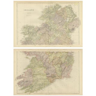 Cartographic Views of Irelands North and South Regions, 1882, Set of 2 For Sale