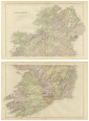 Cartographic Views of Irelands North and South Regions, 1882, Set of 2