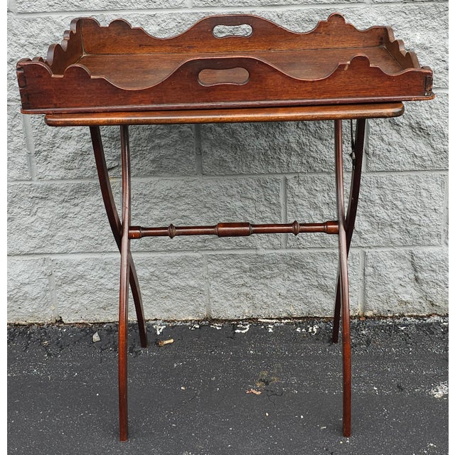 Traditional 19th Century Mahogany Faux Bamboo Butler Tray Table For Sale - Image 3 of 9