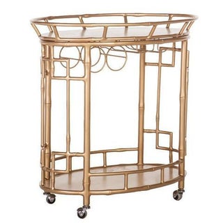 Hollywood Regency Gold Bar Cart For Sale