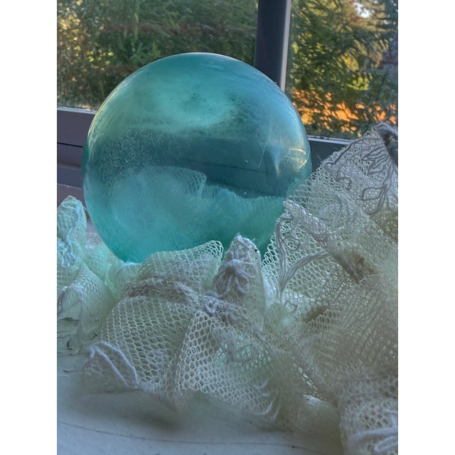 Early 20th Century Early 20th Century Coastal Blue Sea Glass Float—3” For Sale - Image 5 of 10