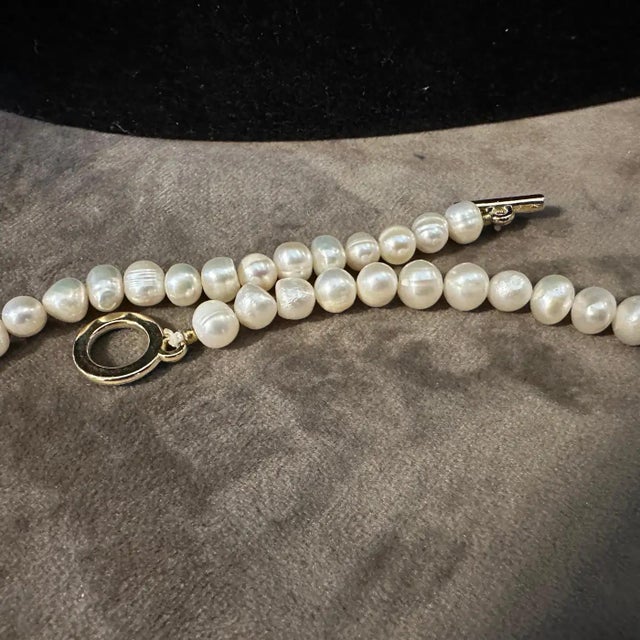 1980s Bulgari Style River Pearls and Brass Roman Coins Pendant Necklace For Sale - Image 9 of 9