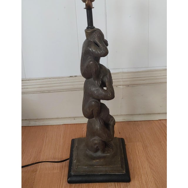 Figurative Vintage Three Monkeys Table Lamp For Sale - Image 3 of 13