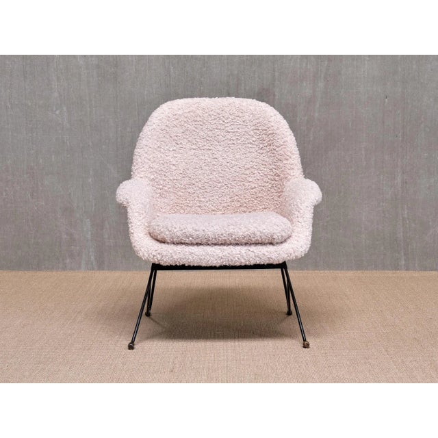 Mid-Century Modern Armchair in Nude White Bouclé by Augusto Bozzi for Saporiti Italia, Italy, 1950s For Sale - Image 3 of 17