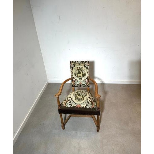Armchair with Tapestry Upholstery For Sale - Image 3 of 5