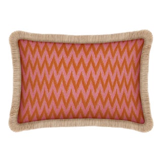 Palais Outdoor Cushion in Rosita Orange & Pink, 20x12 Inch For Sale