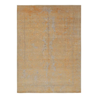 Rug & Kilim’s Modern Classics Rug With Floral Patterns in Gold and Blue Tones For Sale