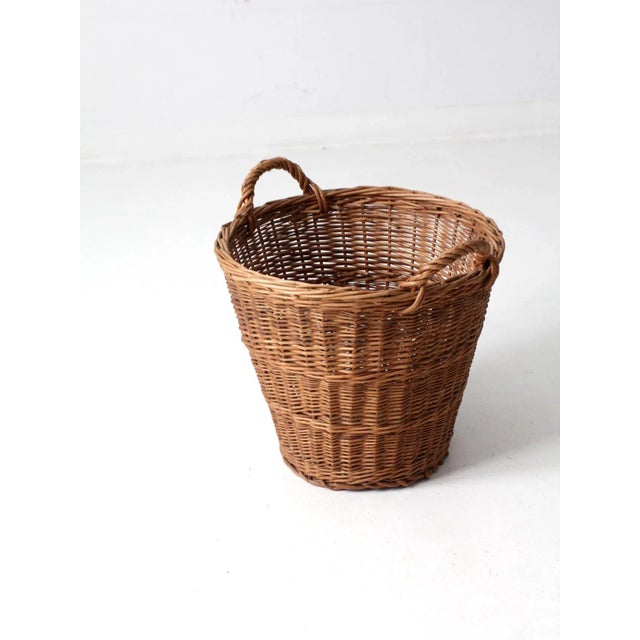 Brown Vintage Wicker Basket For Sale - Image 8 of 10