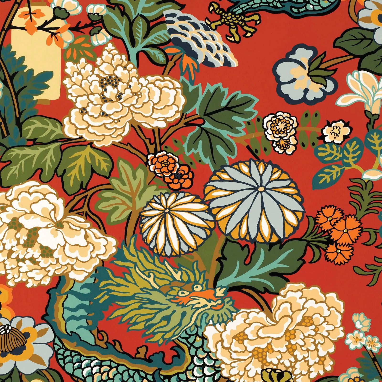 Sample Schumacher Chiang Mai Dragon Wallpaper in Lacquer Chairish