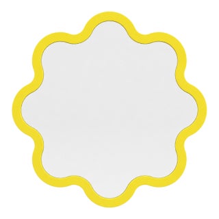 Yellow Hvyli Round 60 Modern Wavy Mirror by Oitoproducts For Sale