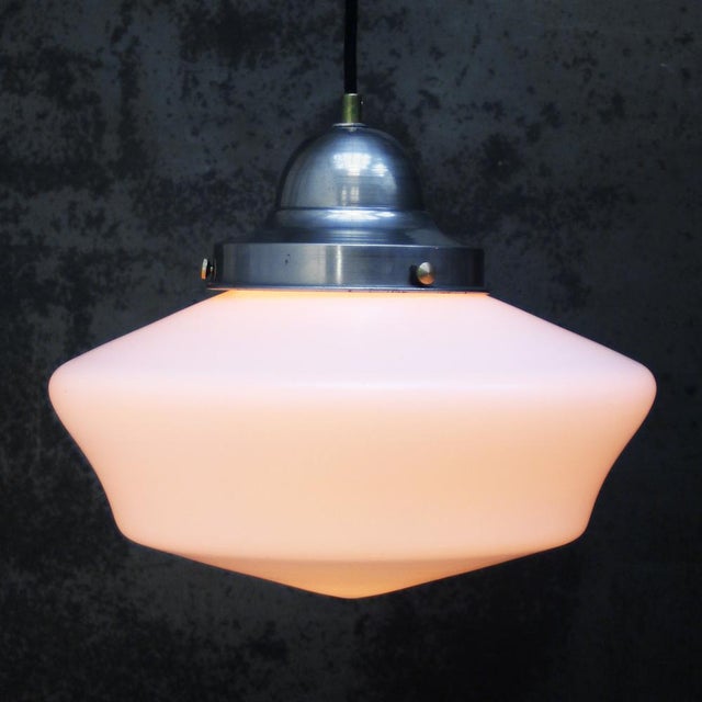French White Semi-Matt Opaline Glass Pendant Lamp For Sale - Image 4 of 7
