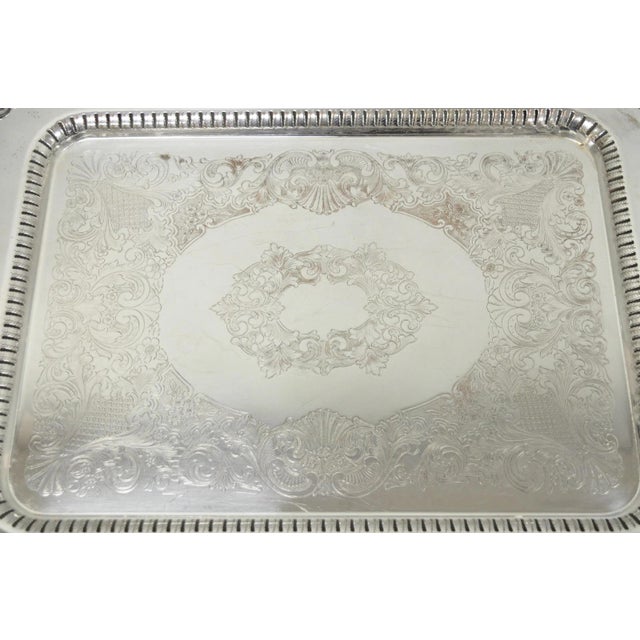 Vintage English Victorian Large Silver Plated Twin Handle Serving Platter Tray For Sale In Philadelphia - Image 6 of 18