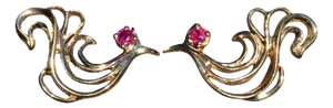 The Helston: Yellow Gold Imperial Firebird Earrings with Rubies by Igor Carl Faberge, 2 Pieces