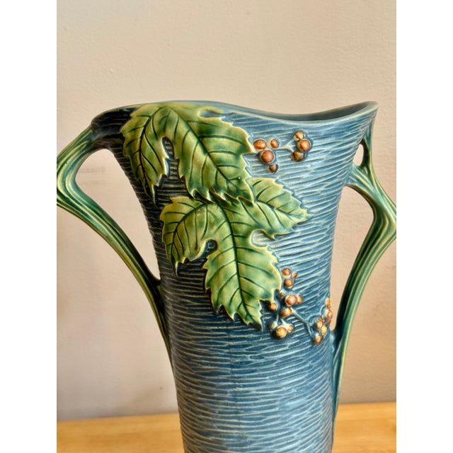 1930s Roseville Pottery Two Handle Vase For Sale - Image 5 of 9