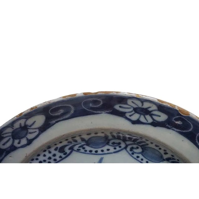 Delft Dutch Chinese Export Style Delft Blue & White Pottery Plate For Sale - Image 4 of 6