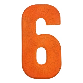 1960s Neon Orange “6” / “9” Sign Beveled Number For Sale